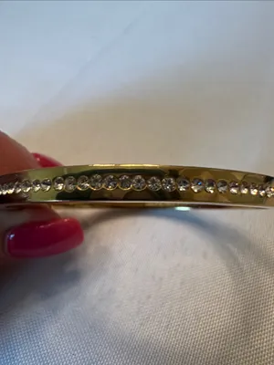 Kate Spade Gold Crystal Pavé Hinged Bangle Bracelet thumbnail 3