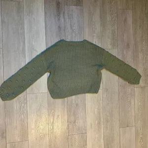 Army green chunky cropped sweater fall style winter pullover size‎ medium thumbnail 5