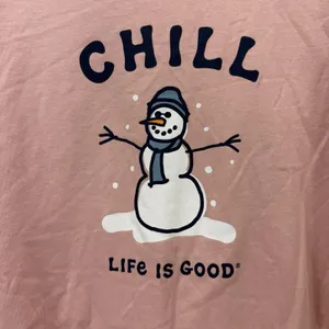 Life is Good Pink Snowman Chill Crew Neck Long Sleeve Crusher‎ Tee LARGE thumbnail 2