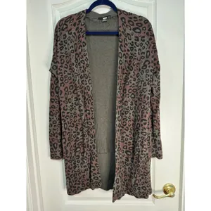 Sanctuary Leopard Print Longline Cardigan Sweater Olive Brown‎ Women's M thumbnail 12