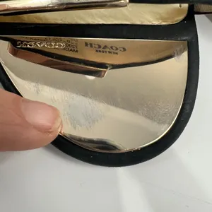 Coach Hampton Black Leather Heels Gold Buckle Detail ankle strap US Size 9.5B thumbnail 6