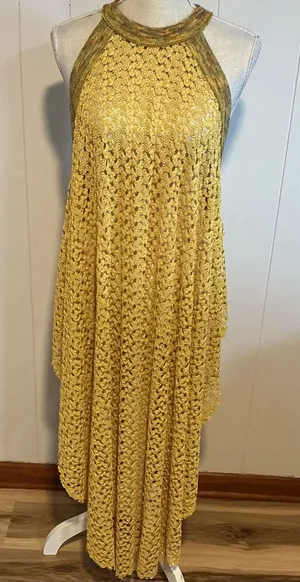 Free People Yellow Crochet Swim Coverup Halter thumbnail 1