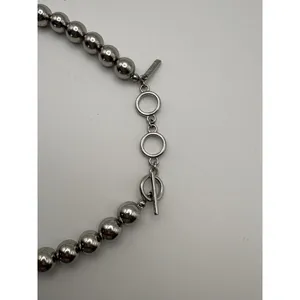 Nine West Graduated‎ Bead Necklace Womens OS Silver Tone Chunky Toggle Statement thumbnail 5