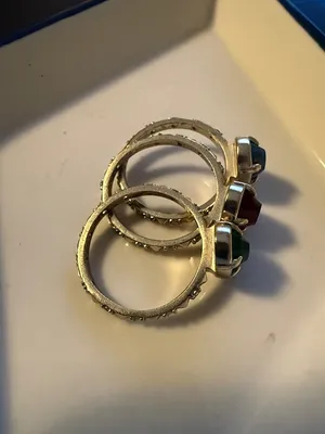 Kendra Scott Sterling Trio Heart Rings in Green, Red & Blue thumbnail 2