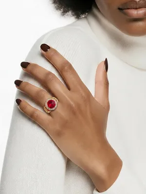 Women’s Stainless Steel Golden w/ Gorgeous Gemstone Ring Size 7 thumbnail 2