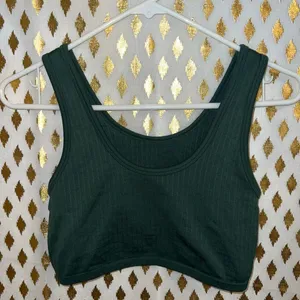 Aerie green crop top Aerie Ribbed Seamless Tank Bralette size S thumbnail 3