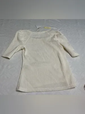 Madewell Max Studio London Cream Textured Ribbed Top NWT Size Small thumbnail 2