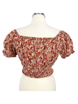 Sim & Sam Floral Off-Shoulder Puff Sleeve Crop Top Size XL thumbnail 5