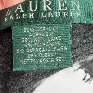 Ralph Lauren LRL Scarf Charcoal Grey Wool Alpaca Blend Fringed Speckled Knit thumbnail 4