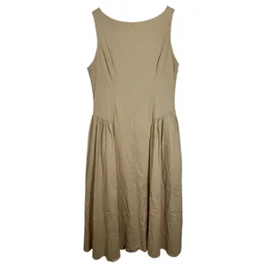 Abercrombie & Fitch Tan Beige Pleated Sleeveless Midi Dress Womens Size Large L thumbnail 2