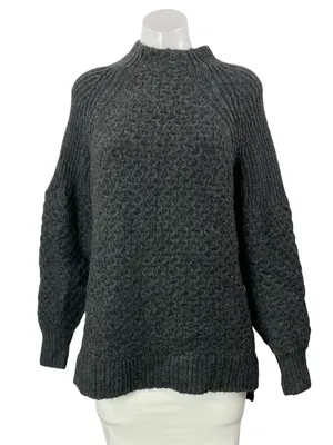 Anthropologie Women's Black Mock Neck Long Sleeve Knit Relaxed Sweater Top M thumbnail 1