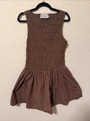 White Closet Brown Smocked Casual Tank Dress size XL thumbnail 1
