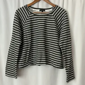Beyond Yoga Comfy Black/White Striped Sweatshirt Top **Size L** thumbnail 1