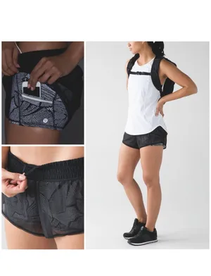 lululemon athletica Lululemon City Sky Run By Short Sz 10 In Black / Dottie Tribe White Black thumbnail 3