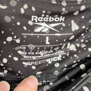 Reebok Speedwick Splatter Print Leggings Women’s SZ Large Black Gray 26” inseam thumbnail 5