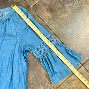 Crown & Ivy Blue V-neck Bell 3/4 Sleeve Denim Dress XL thumbnail 7