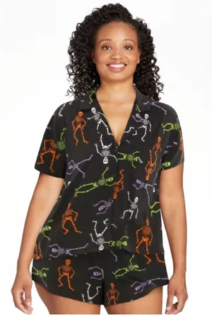 WAY TO CELEBRATE Womens PJ Shorts Set Size 3X 22W-24W Skeleton theme Black New thumbnail 1