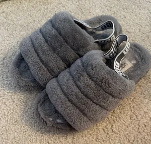 UGG Charcoal Plush Slippers thumbnail 1