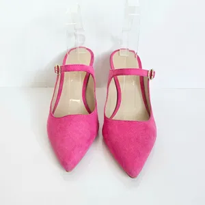 Stuart Weitzman Dazzle 75 Mule Pink Suede Crystal Buckle Mary‎ Jane Heels 6.5 thumbnail 7