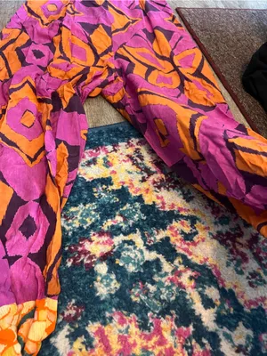 Zara boho Strapless Wide-Leg Jumpsuit in Magenta & Orange thumbnail 12