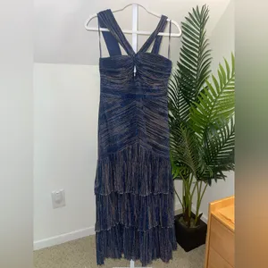 Saylor Intermix Hedi Lurex Metallic Halter Midi‎ Dress thumbnail 3