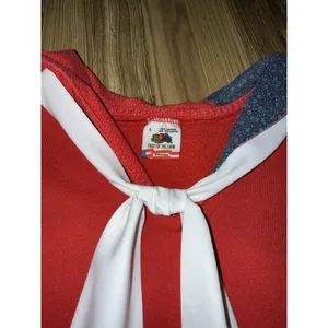 VTG Fruit of the Loom Women's L‎ Large Sweatshirt USA Flag Hood Ribbon Tie thumbnail 2