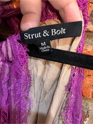 Strut & Bolt womens Marlowe lace halter maxi dress with nude lining magenta M thumbnail 4