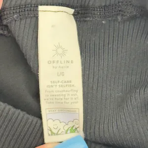 393 | OFFLINE by Aerie Goals Women Large High Rise Ribbed 7/8 Leggings Black‎ thumbnail 4