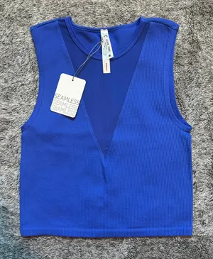 NWT Love Tree Seamless Tank Women's Medium Blue thumbnail 1