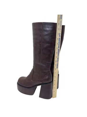 Vintage Sole Delia’s Knee-High Chunky Platform Brown Leather Boots Size 9 thumbnail 3