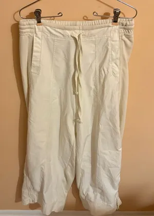 Daily Practice Anthropologie light yellow wide leg track pant sweatpants thumbnail 1