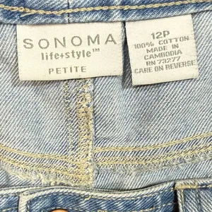 VTG Sonoma Carpenter Jean 12 Petite Cropped Denim Utility Pockets Light Wash 90s thumbnail 4