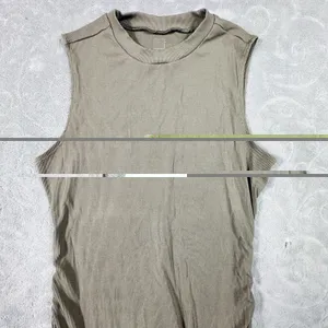 Vuori Pose Modern Maxi Dress Small Olive Green Ribbed Ruched Sleeveless Mock thumbnail 12