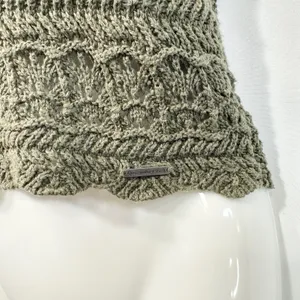 Abercrombie & Fitch XS Halter‎ Top Y2K VTG Crochet Olive Green Cotton Boho 1421 thumbnail 5