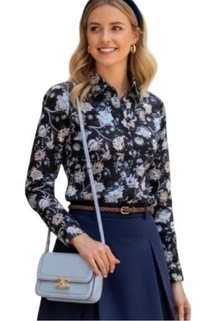 Aritzia‎ Wilfred Floral Stretch Top Women's Size XS French Girl Style thumbnail 1