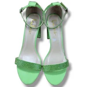 Lulus Shoes Size 10 Lulus Taylor Rhinestones Ankle Strap Heels Green With Flaws Missing Rhinestones thumbnail 3