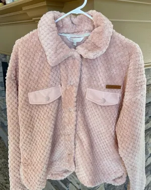 Simply Southern Simply Soft Sherpa Shacket in a light pink thumbnail 6