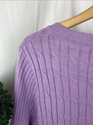 Merokeety Lavender Purple Long Sleeve Knit Ribbed Sweater Dress L thumbnail 4