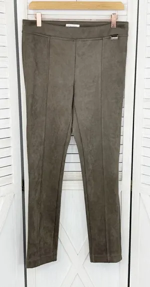 Calvin Klein Faux Suede Skinny‎ Pull On Pants Taupe Tan Small Leggings thumbnail 1