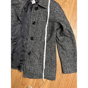 London Fog Womens Black White Herringbone‎ Button Front Pea Coat Jacket Size M thumbnail 6