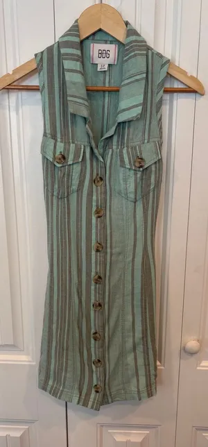 BDG Blue Stripe‎ Button Front Dress Size Small thumbnail 1