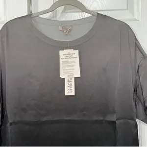 Badgley Mischka Ombre Grey Loungewear Silk top (Size Medium) thumbnail 4