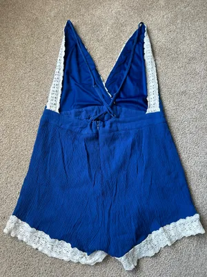 Shinestar Open Back Lace Trim Romper thumbnail 3