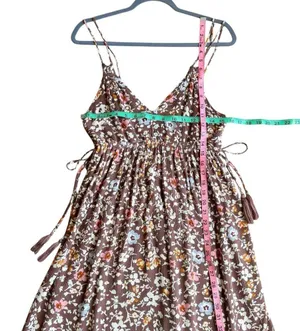Pinkblush Boho Brown Floral Empire Waist Ruffle Hem Maternity Midi Dress Small thumbnail 10