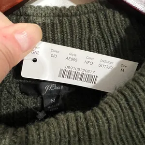 NWT J. Crew Olive Mockneck Cable Knit Sweater Wool Blend Sz Medium thumbnail 2