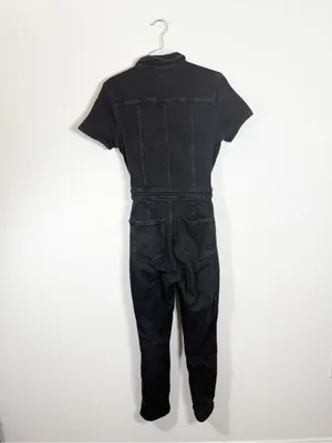 Good American Fit For Success Coveralls Jumpsuit Charcoal Black Denim Size 2 thumbnail 6