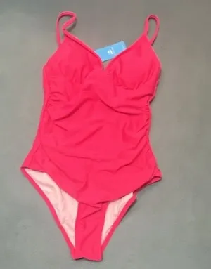 Cupshe Women's Ruched V-Neck One-Piece Swimsuit Pink Size S thumbnail 2