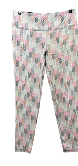 Victoria's Secret Victoria Sport Chevron Print Athletic Leggings Workout Yoga Pants‎ Pink Gray L thumbnail 1