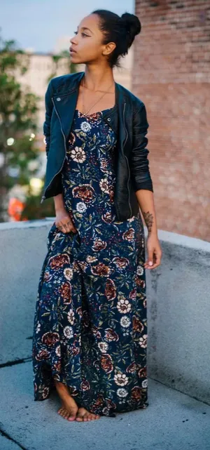 Abercrombie & Fitch Floral Dark Blue Sleeveless Maxi Dress size XS thumbnail 1