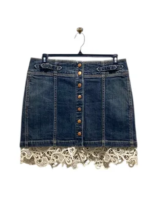 Gap Denim Skirt Blue Size 12 Y2K Lace Festival Coastal Spring Cottagecore Casual thumbnail 2